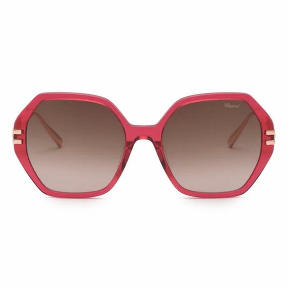 NEW!!! Chopard SCH370M 07AK Transparent Red Ice Cube Sunglasses, Authentic